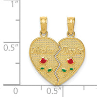 14k Enameled MOTHER - DAUGHTER Break-apart Pendant-M2696