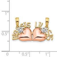 14k Two-tone w/White Rhod BIG SIS-LIL SIS Break-a-part Pendant-M2698