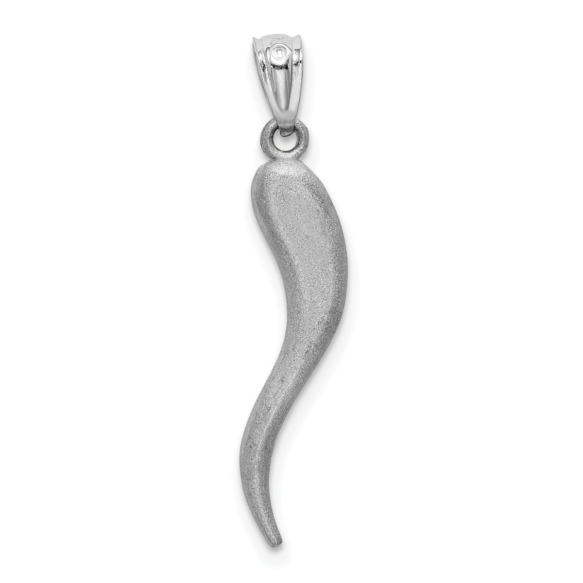 14k White Gold Solid D/C Italian Horn Charm-M2710