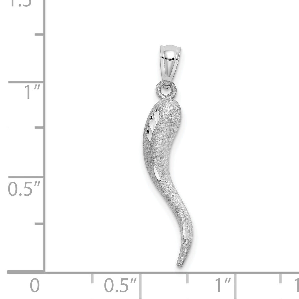 14k White Gold Solid D/C Italian Horn Charm-M2710