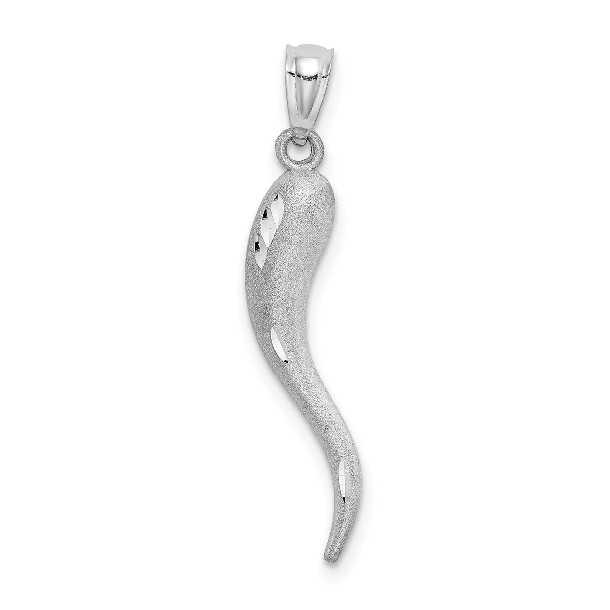 14k White Gold Solid D/C Italian Horn Charm-M2710