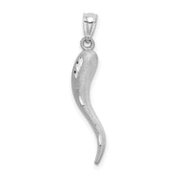 14k White Gold Solid D/C Italian Horn Charm-M2710