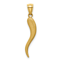 14k Solid Diamond-cut Italian Horn Charm-M2711