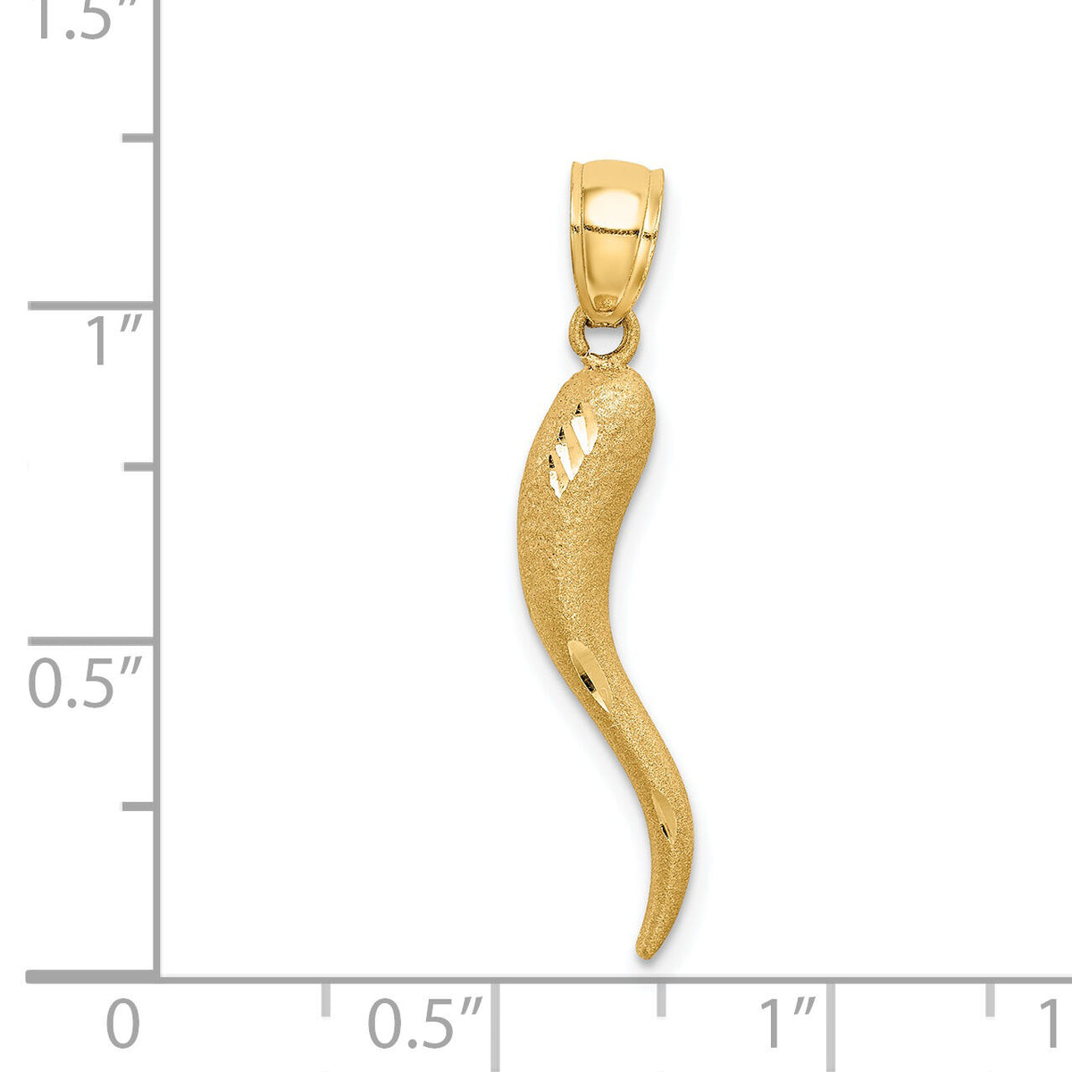 14k Solid Diamond-cut Italian Horn Charm-M2711