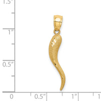 14k Solid Diamond-cut Italian Horn Charm-M2711