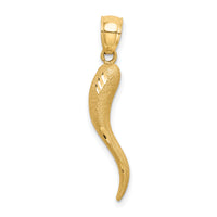 14k Solid Diamond-cut Italian Horn Charm-M2711