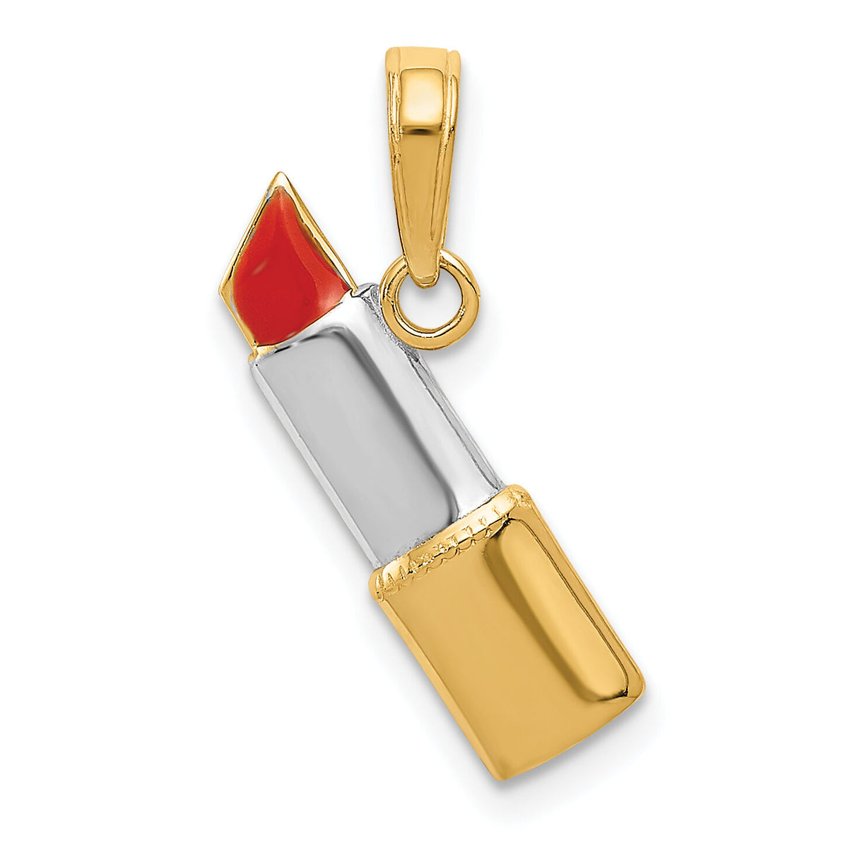 14K and Rhodium Enameled Lipstick Charm-M2779