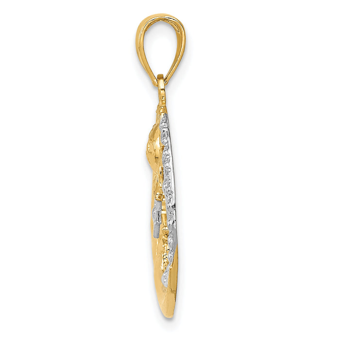 14k and Rhodium D/C Moon, Stars, and Sun Pendant-M2867