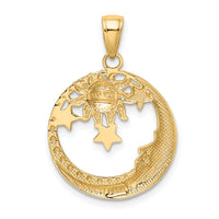 14k and Rhodium D/C Moon, Stars, and Sun Pendant-M2867