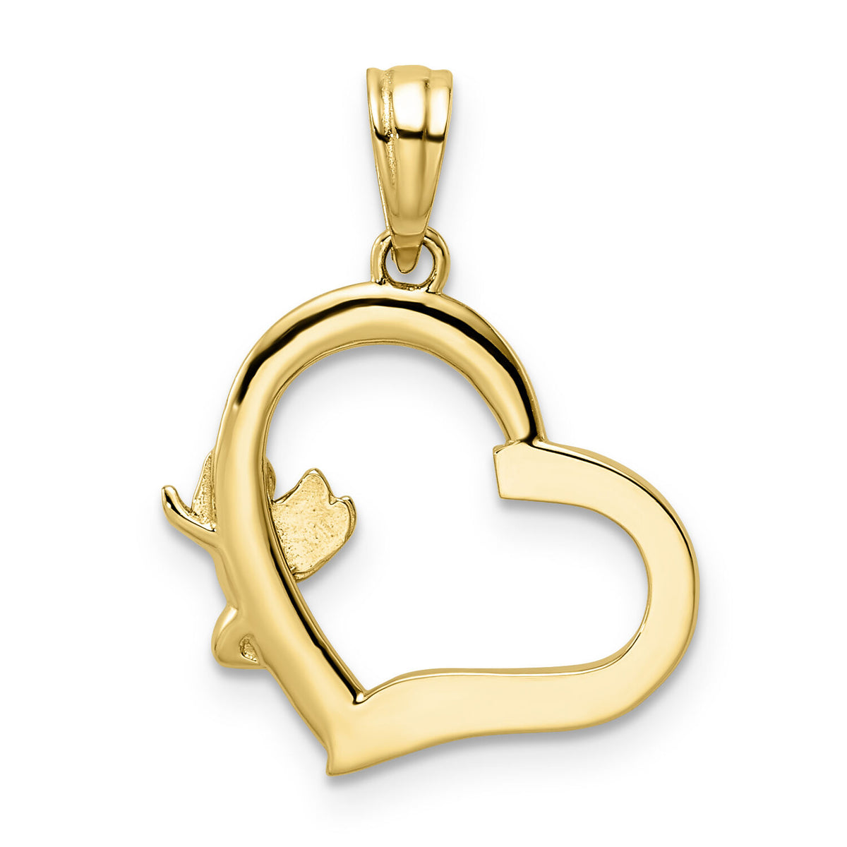 14k & White Rhodium Cherub on Heart Pendant-M2905