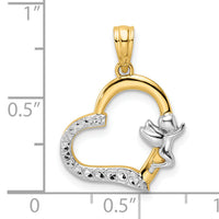 14k & White Rhodium Cherub on Heart Pendant-M2905
