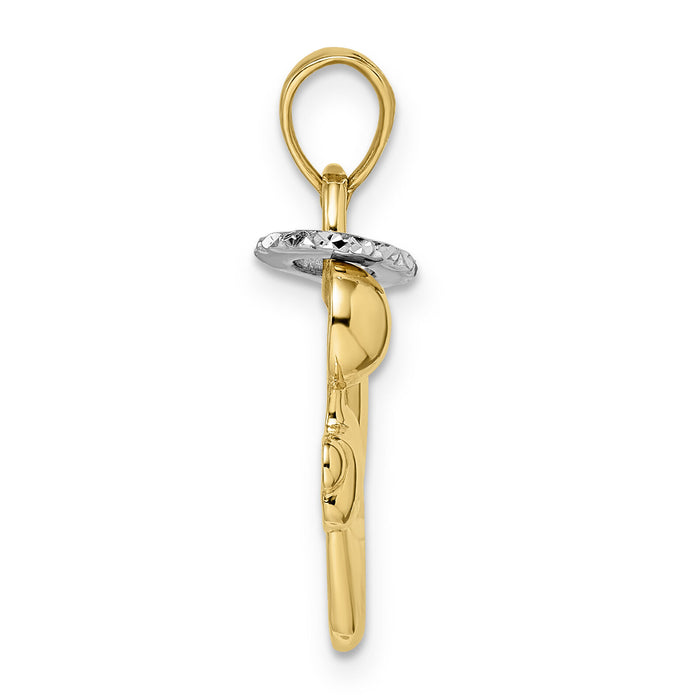 14k & White Rhodium D/C Halo on Angel Pendant-M2906