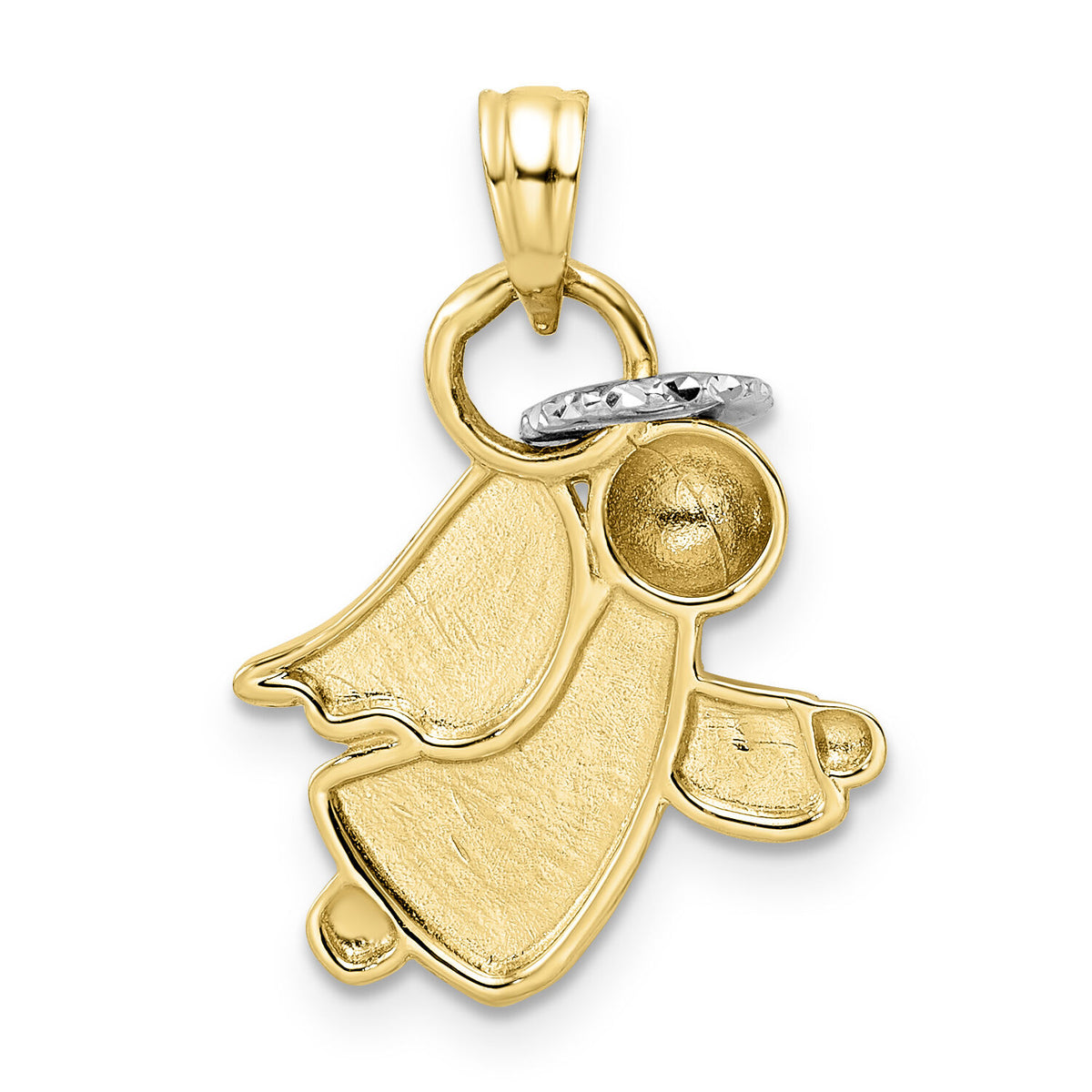 14k & White Rhodium D/C Halo on Angel Pendant-M2906