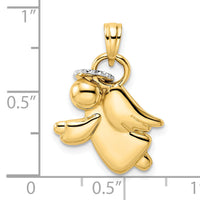 14k & White Rhodium D/C Halo on Angel Pendant-M2906