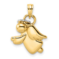 14k & White Rhodium D/C Halo on Angel Pendant-M2906