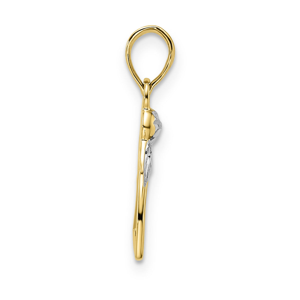 14k & White Rhodium D/C Angel Holding Heart Pendant-M2907
