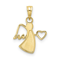 14k & White Rhodium D/C Angel Holding Heart Pendant-M2907