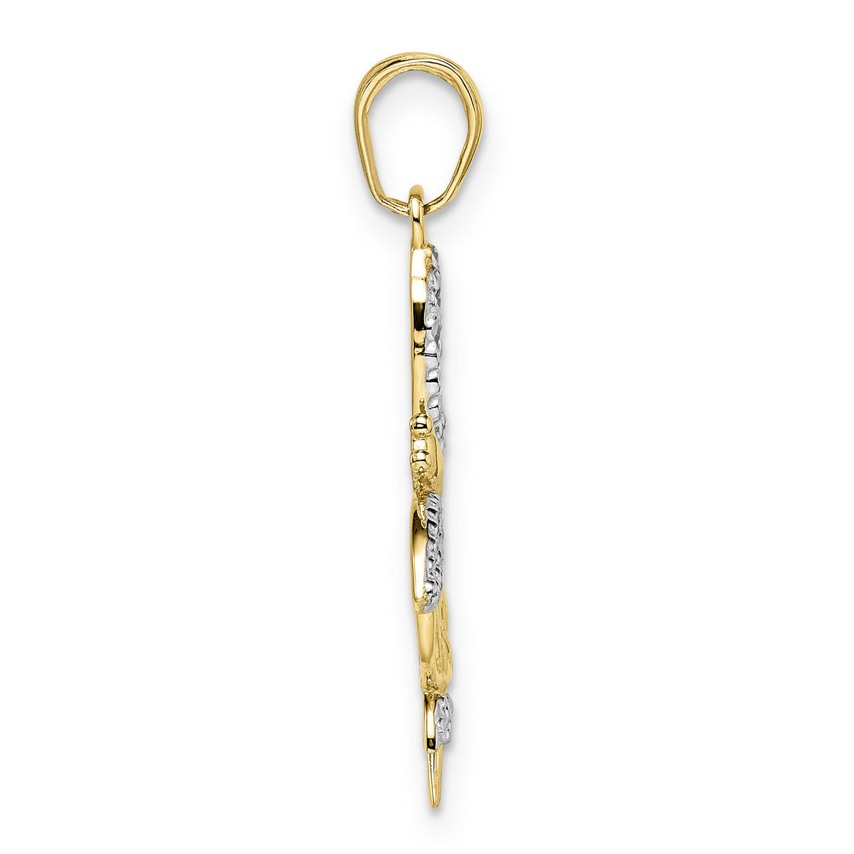 14k and White Rhodium Diamond-cut Dragonflies Pendant-M2910