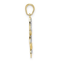 14k and White Rhodium Diamond-cut Dragonflies Pendant-M2910