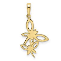 14k and White Rhodium Diamond-cut Dragonflies Pendant-M2910