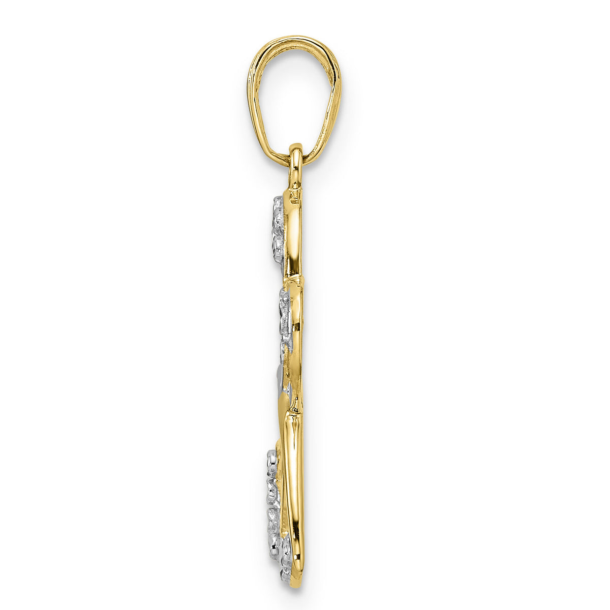 14k and White Rhodium Diamond-cut Dragonfly Pendant-M2913