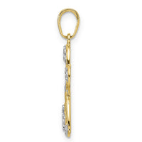 14k and White Rhodium Diamond-cut Dragonfly Pendant-M2913