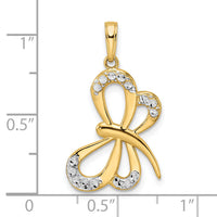 14k and White Rhodium Diamond-cut Dragonfly Pendant-M2913