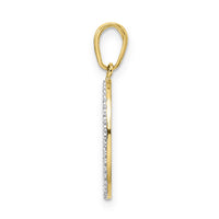 14k and White Rhodium Diamond-cut Dog in Oval Pendant-M2916