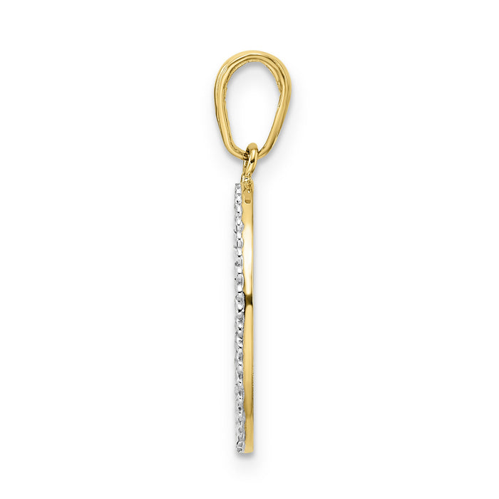 14k and White Rhodium Diamond-cut Dog in Oval Pendant-M2916