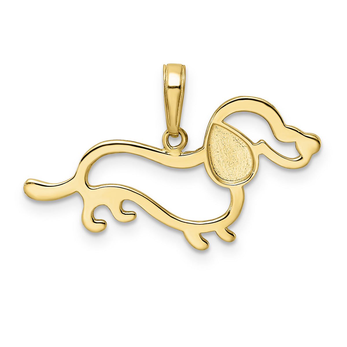 14k and White Rhodium Diamond-cut Dachshund Pendant-M2917