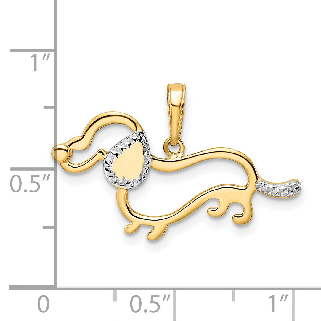 14k and White Rhodium Diamond-cut Dachshund Pendant-M2917