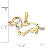 14k and White Rhodium Diamond-cut Dachshund Pendant-M2917