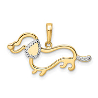 14k and White Rhodium Diamond-cut Dachshund Pendant-M2917