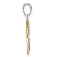 14k and White Rhodium Diamond-cut Dog and Puppy Pendant-M2920