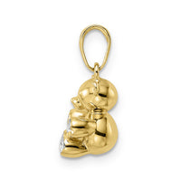 14k w/ White Rhodium 3D Diamond-cut Teddy Bear Pendant-M2924