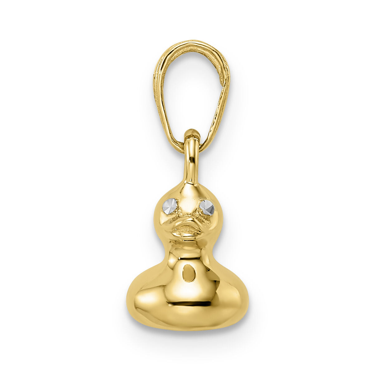 14k & White Rhodium 3D Duck Pendant-M2925
