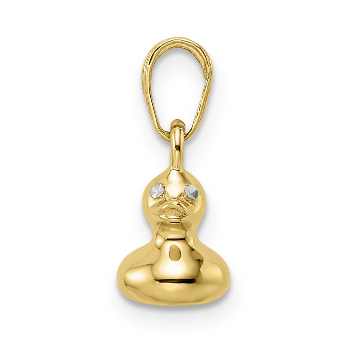 14k & White Rhodium 3D Duck Pendant-M2925