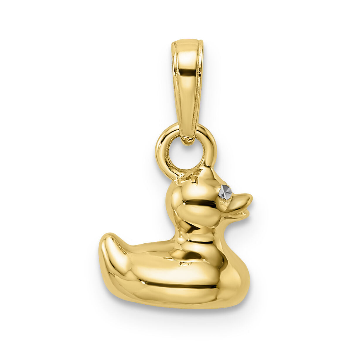 14k & White Rhodium 3D Duck Pendant-M2925