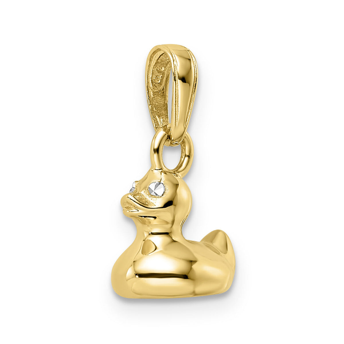 14k & White Rhodium 3D Duck Pendant-M2925