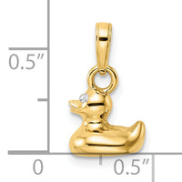 14k & White Rhodium 3D Duck Pendant-M2925