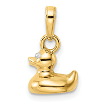 14k & White Rhodium 3D Duck Pendant-M2925