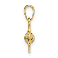 14k w/ White Rhodium 3D Diamond-cut Airplane Pendant-M2928