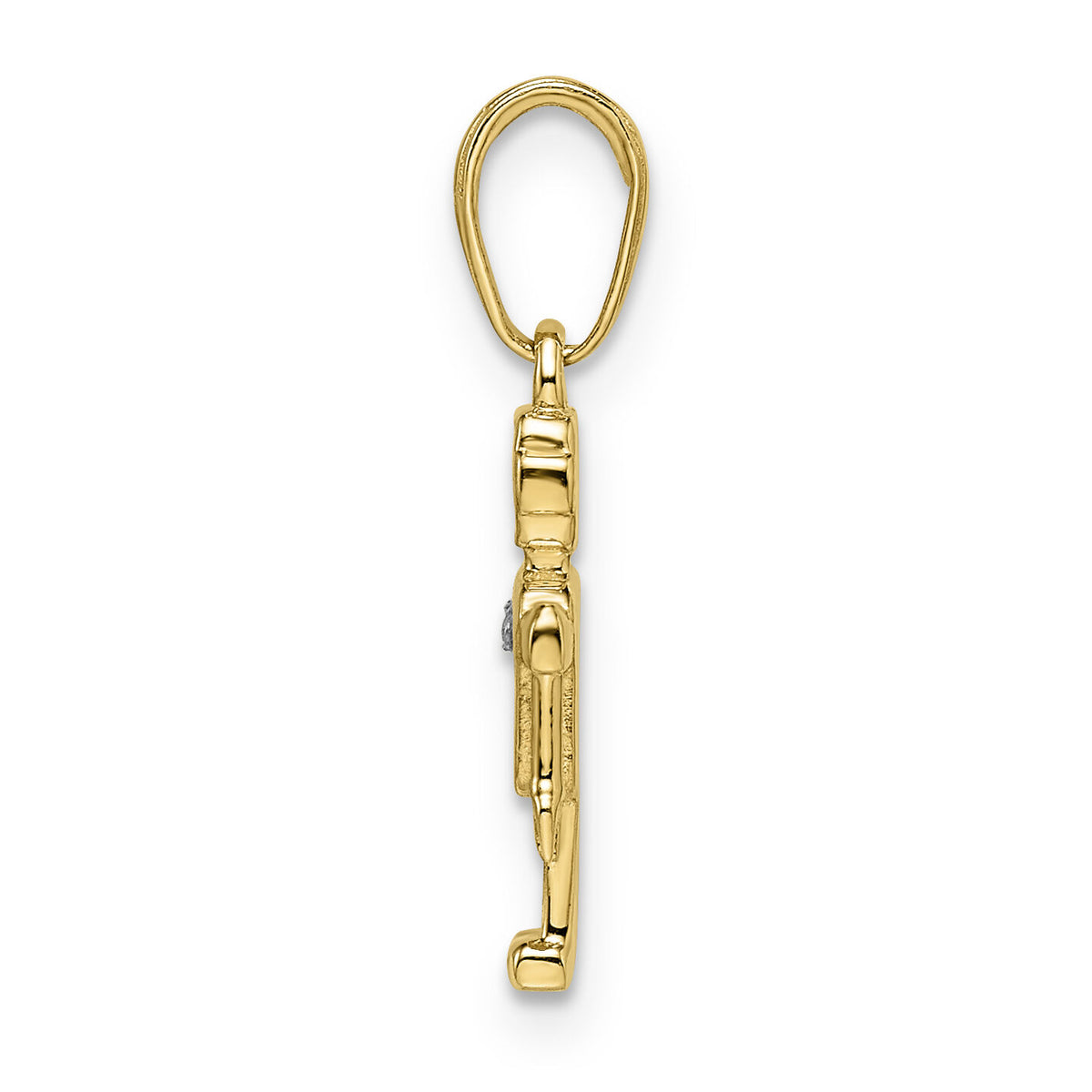 14k w/ White Rhodium Diamond-cut Robot Pendant-M2929