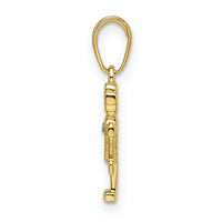 14k w/ White Rhodium Diamond-cut Robot Pendant-M2929