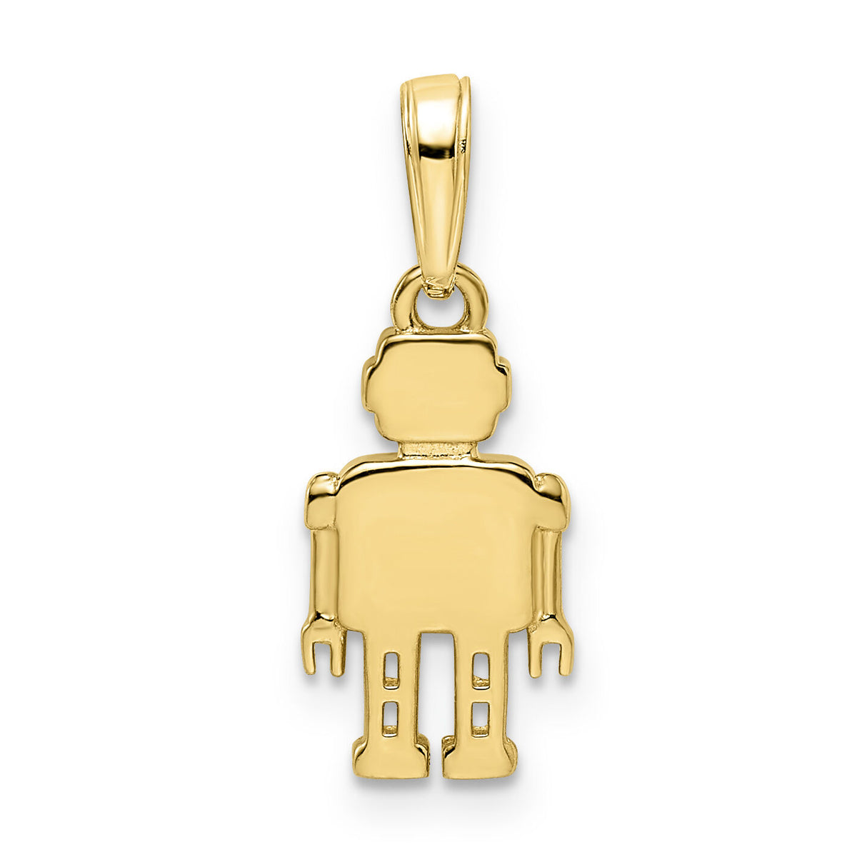 14k w/ White Rhodium Diamond-cut Robot Pendant-M2929