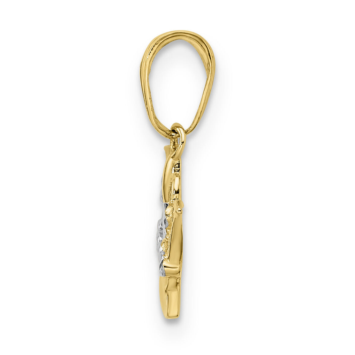 14k and White Rhodium Diamond-cut Crown Pendant-M2930