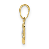 14k and White Rhodium Diamond-cut Crown Pendant-M2930