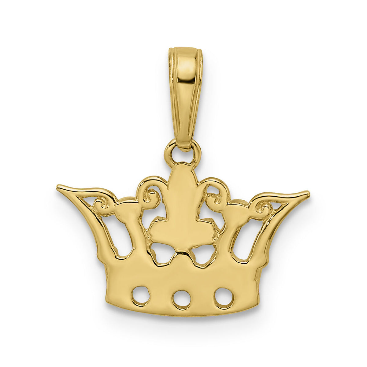 14k and White Rhodium Diamond-cut Crown Pendant-M2930