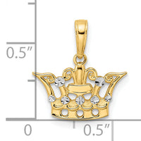 14k and White Rhodium Diamond-cut Crown Pendant-M2930