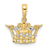 14k and White Rhodium Diamond-cut Crown Pendant-M2930